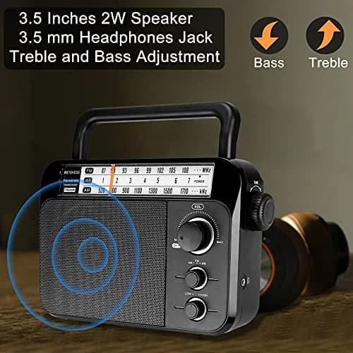 Retekess TR604W AM FM NOAA Radio, Portable Emergency Weather Radios (Black) | 22cm (8.66in) - 746g thumbnail 6