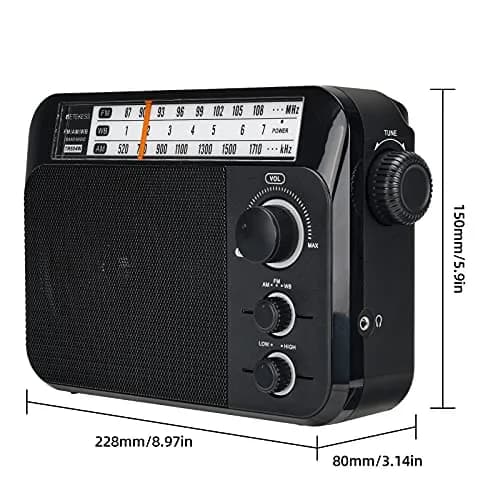 Retekess TR604W AM FM NOAA Radio, Portable Emergency Weather Radios (Black) | 22cm (8.66in) - 746g thumbnail 9