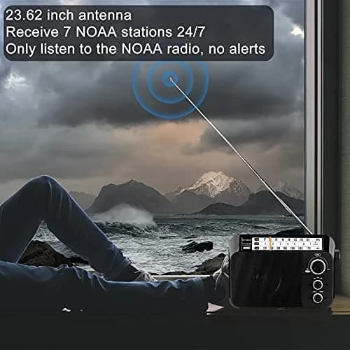 Retekess TR604W AM FM NOAA Radio, Portable Emergency Weather Radios (Black) | 22cm (8.66in) - 746g thumbnail 2