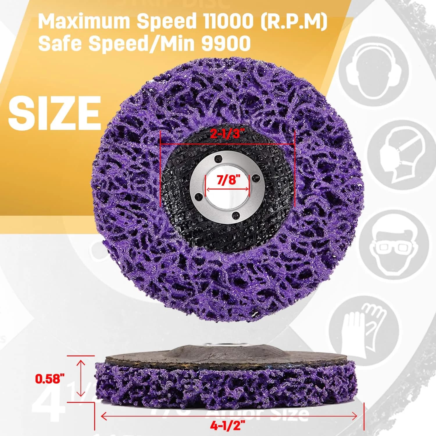 LAIWOO Strip Disc Wheel for Angle Grinder Paint Rust Removal 4-1/2" x 7/8" (10 Pack, Purple) | Diamond Abrasive for Metal Surface Prep - view 2