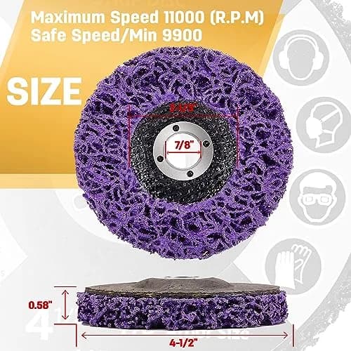 LAIWOO Strip Disc Wheel for Angle Grinder Paint Rust Removal 4-1/2" x 7/8" (10 Pack, Purple) | Diamond Abrasive for Metal Surface Prep thumbnail 2