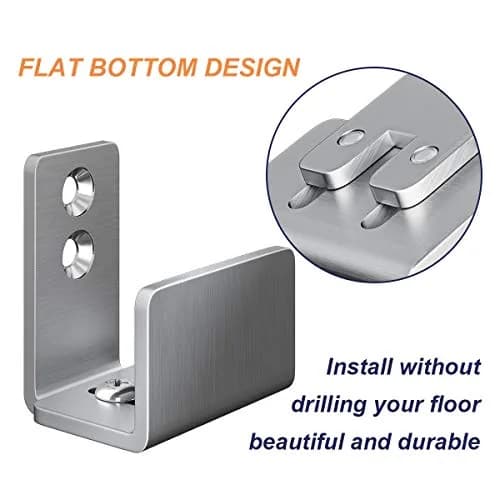 SMARTSTANDARD 2 Pack Adjustable U Shape Barn Door Floor Guides, Silver | Stainless Steel, Flat Bottom Design, Easy Install thumbnail 3