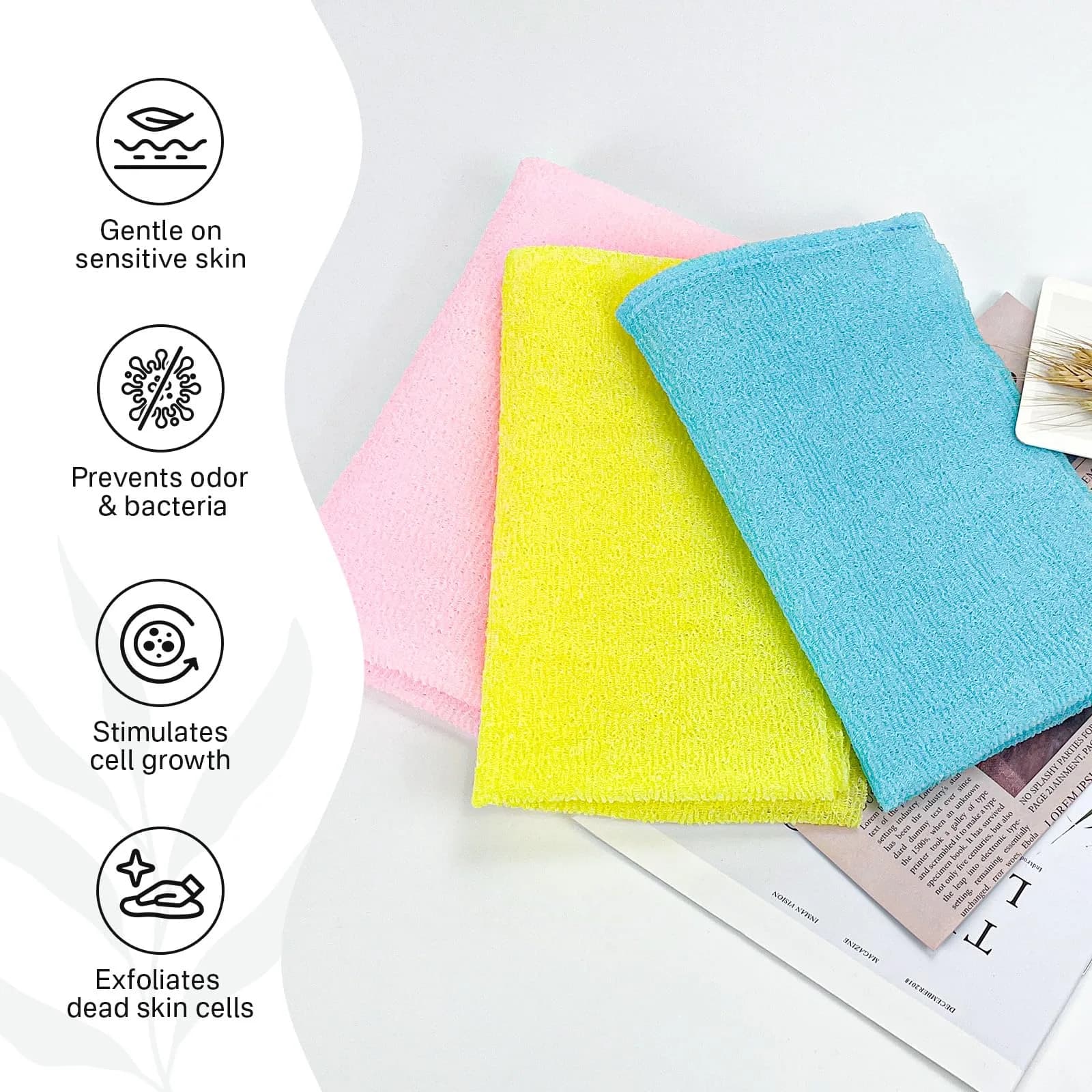 Yiclick Exfoliating Washcloth Towel 3-Pack | Back Scrubber for Shower Bath Washer - view 6