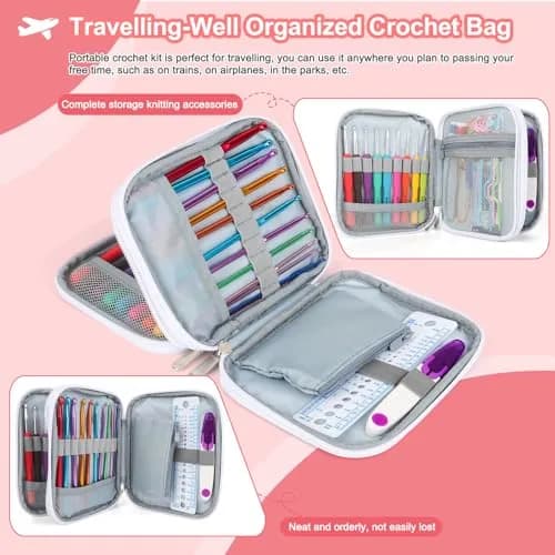 Katech 99-Piece Crochet Hooks Kit with Case | Ergonomic Aluminum Alloy & Colorful Handle Hooks for Beginners & Advanced Crafters thumbnail 3