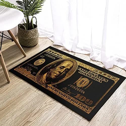 GUBIYU Black Bathroom Rug Runner - Money Bills Design, Non-Slip, Water Absorption, Modern Style, 60cm x 90cm thumbnail 1