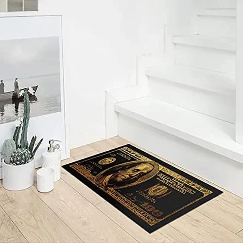 GUBIYU Black Bathroom Rug Runner - Money Bills Design, Non-Slip, Water Absorption, Modern Style, 60cm x 90cm thumbnail 5