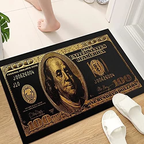 GUBIYU Black Bathroom Rug Runner - Money Bills Design, Non-Slip, Water Absorption, Modern Style, 60cm x 90cm thumbnail 8