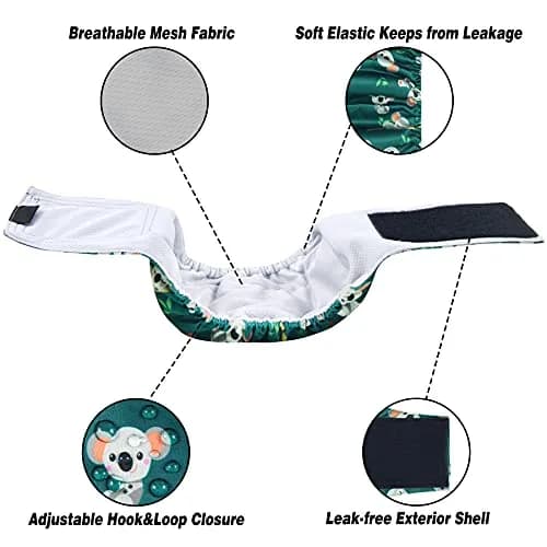 Leekalos Male Dog Diapers, High Absorbing Belly Bands for Male Dogs | Adjustable & Reusable (70-120 chars) thumbnail 5