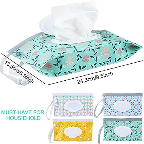 FEBSNOW 4 Pack Baby Wipe Dispenser, Portable Refillable Wet Wipe Holder with Wrist Loop thumbnail 2