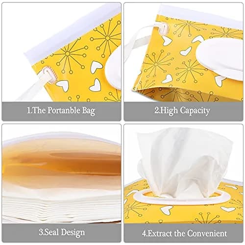 FEBSNOW 4 Pack Baby Wipe Dispenser, Portable Refillable Wet Wipe Holder with Wrist Loop thumbnail 3
