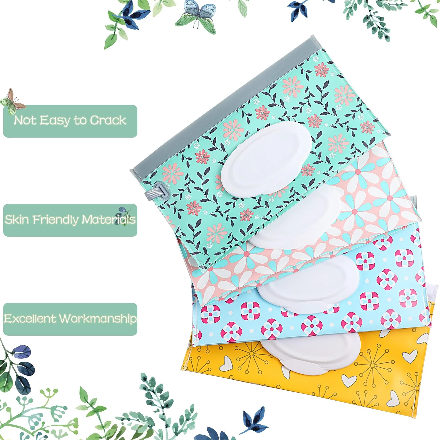 FEBSNOW Baby Wipe Dispenser 4 Pack with PatternB - Portable Refillable Wet Wipe Holder with Wrist Loop - view 4