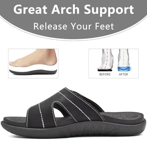 KuaiLu Womens Orthotic Slides Arch Support Slip On Sandals Size 8 | Supportive & Comfortable for Daily Wear thumbnail 6