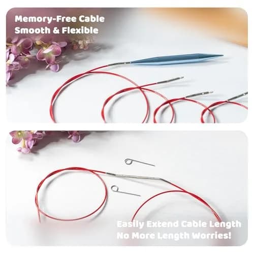 RUIDI Interchangeable Aluminum Circular Knitting Needles Set with Cables & Bag | 13 Pairs 2.75mm-10mm (US C/2-N/15) thumbnail 5