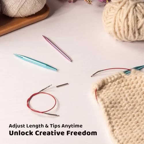 RUIDI Interchangeable Aluminum Circular Knitting Needles Set with Cables & Bag | 13 Pairs 2.75mm-10mm (US C/2-N/15) thumbnail 6