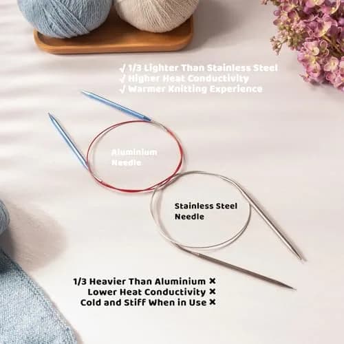 RUIDI Interchangeable Aluminum Circular Knitting Needles Set with Cables & Bag | 13 Pairs 2.75mm-10mm (US C/2-N/15) thumbnail 7