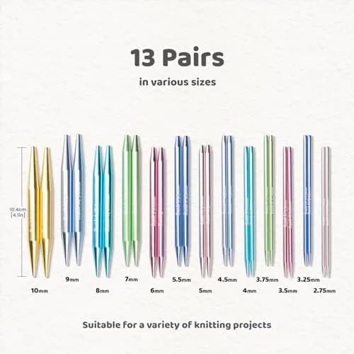 RUIDI Interchangeable Aluminum Circular Knitting Needles Set with Cables & Bag | 13 Pairs 2.75mm-10mm (US C/2-N/15) thumbnail 2