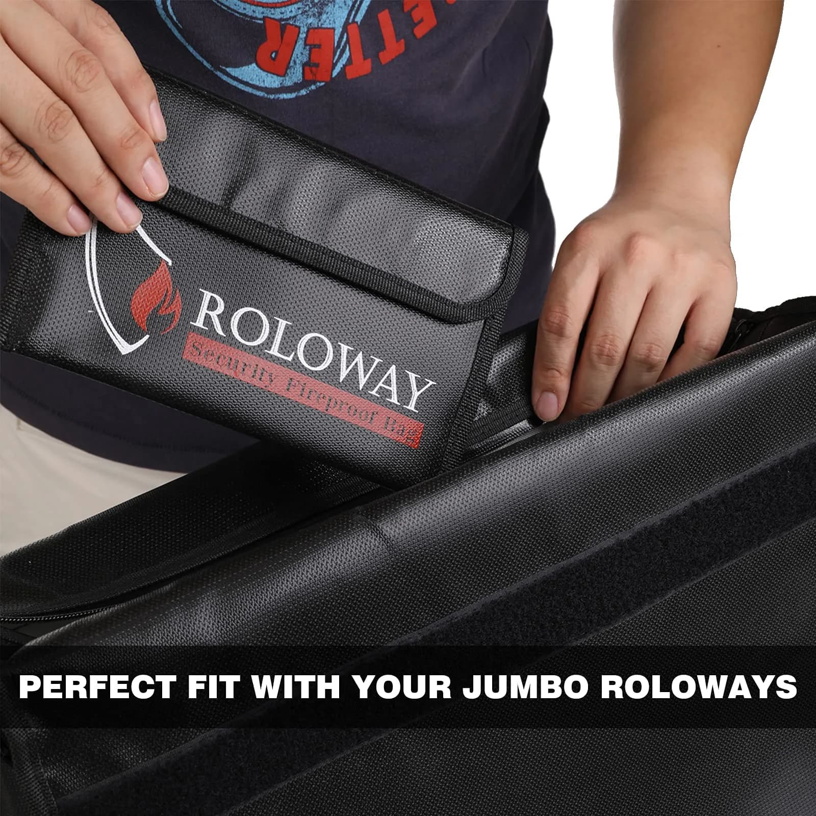 ROLOWAY Small Fireproof Bag 12.7cm x 20.3cm (5 x 8 inches) 2-Pack Black | Protects Valuables from Fire & Water - view 5