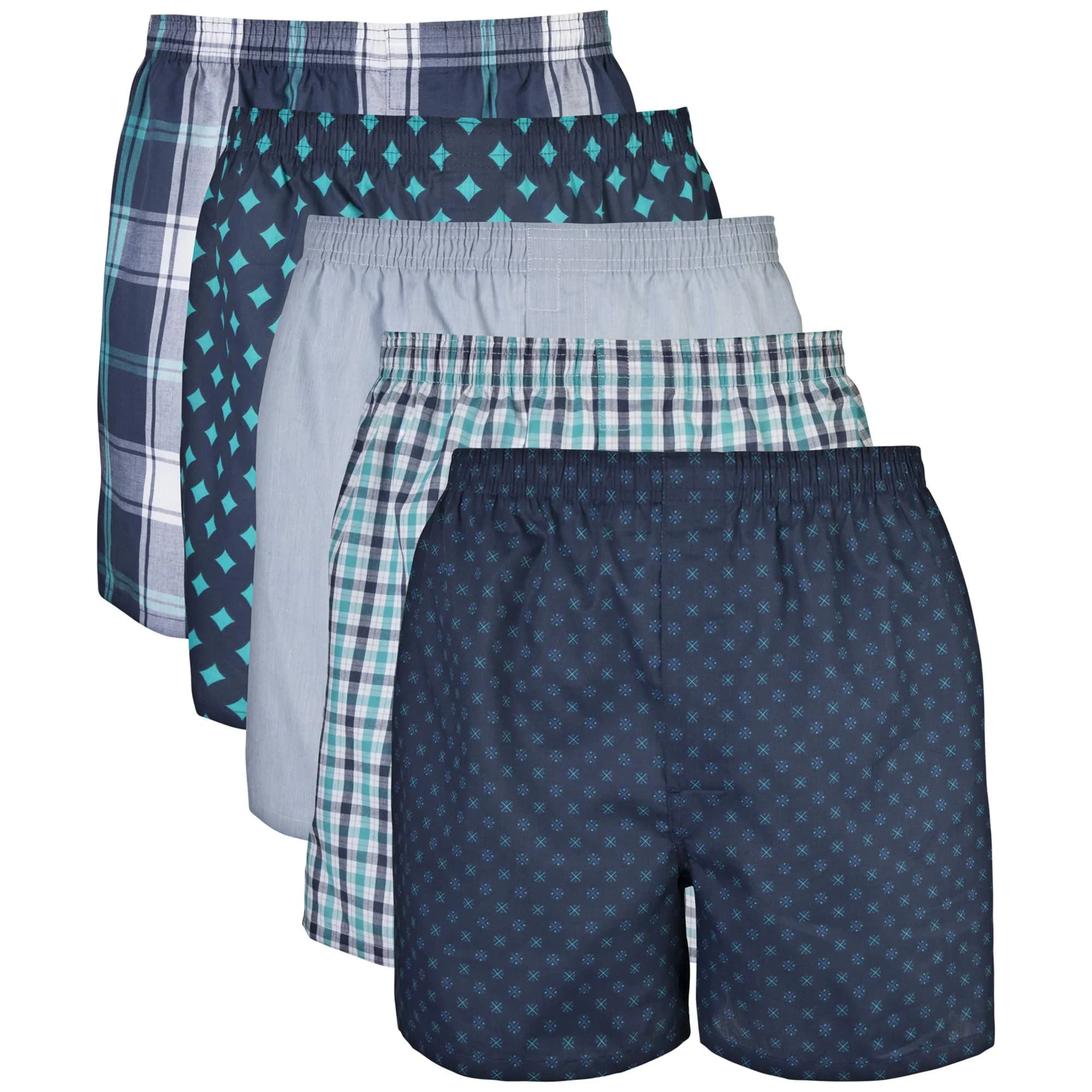 Gildan Men's Cotton Blend Boxer Briefs, Assorted Navy (5-Pack), 2X-Large | Breathable & Moisture-Wicking for Daily Comfort — Assorted Navy