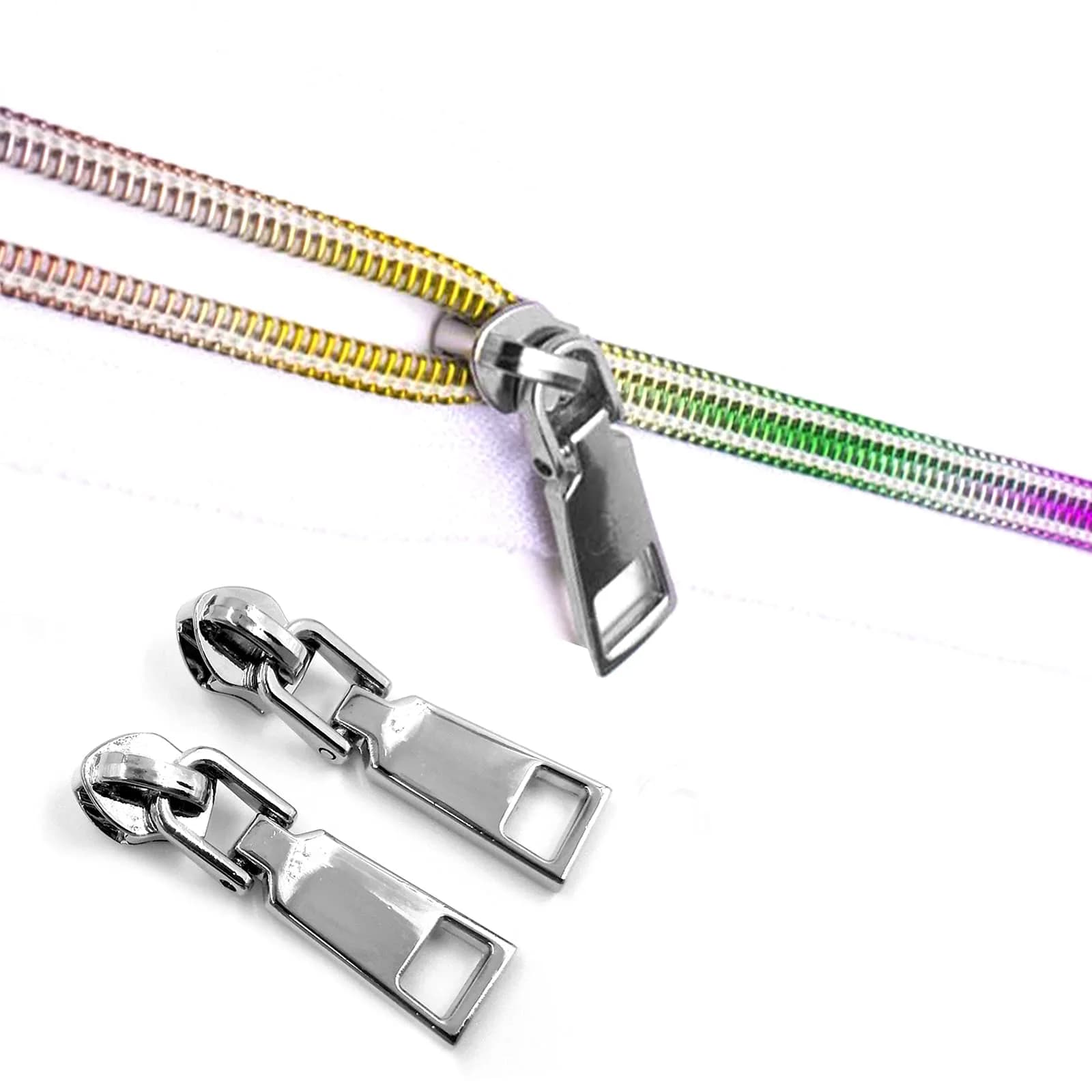 YIXI-SBest Nylon Zippers #5 10 Yards | Colorful DIY Sewing Zipper for Crafts & Bags — Rainbow Teeth White Tape