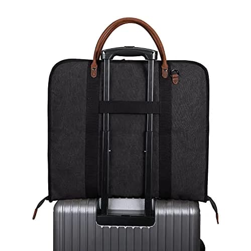 S-ZONE Carry On Garment Bag for Business Travel Canvas Leather Men Women Suit Cover 52cm (20.5in) | Wrinkle-Free Suit Bag with 10 Compartments thumbnail 5