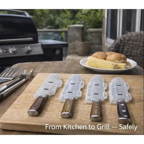 Agilux Blade Guard™ Locking Kitchen Knife Blade Protector (Clear, 8in) | Safer Storage & Longer Sharpness thumbnail 8