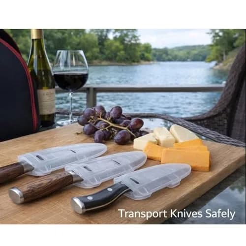 Agilux Blade Guard™ Locking Kitchen Knife Blade Protector (Clear, 8in) | Safer Storage & Longer Sharpness thumbnail 9