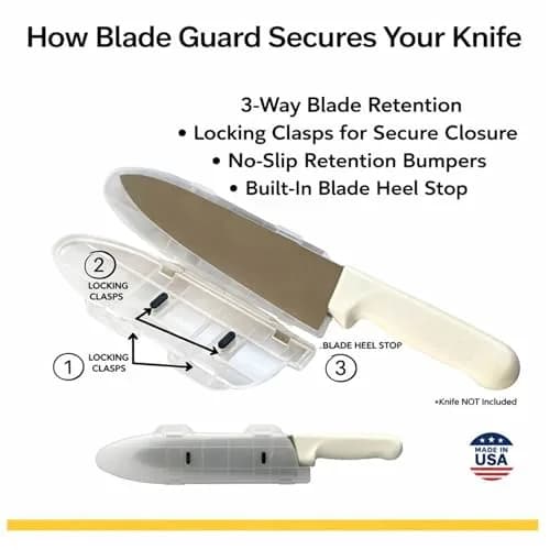 Agilux Blade Guard™ Locking Kitchen Knife Blade Protector (Clear, 8in) | Safer Storage & Longer Sharpness thumbnail 4