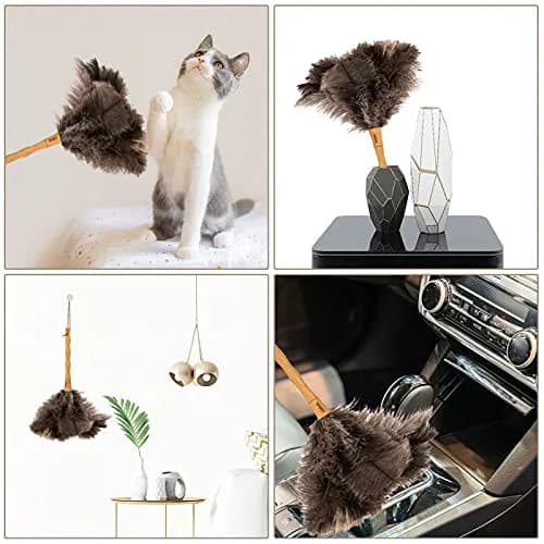Aldwin 16" Gray Ostrich Feather Duster with Wooden Handle | Reusable & Washable Cleaning Tool thumbnail 6