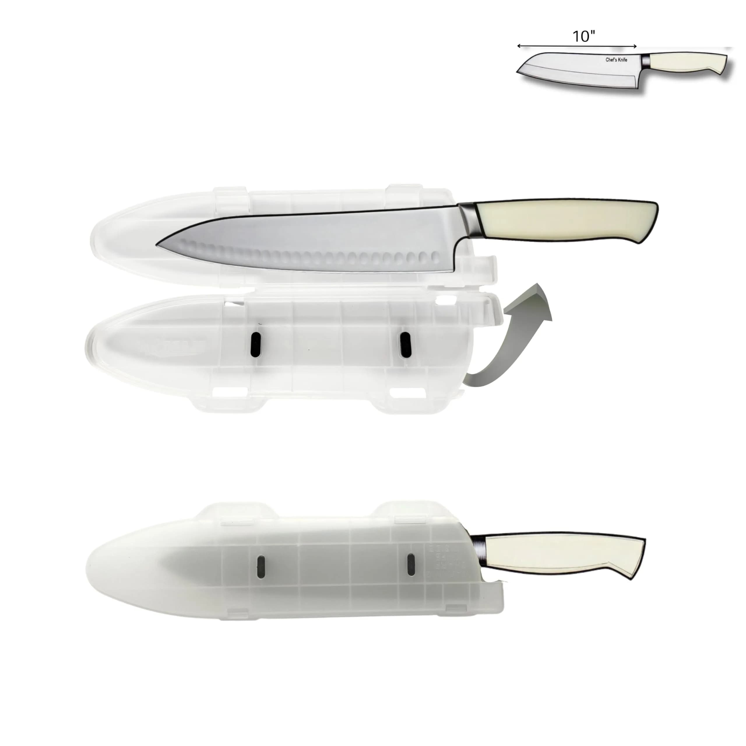 Agilux Blade Guard™ Locking Kitchen Knife Blade Protector (Clear, 10in) | Safer Storage & Longer Sharpness thumbnail 3