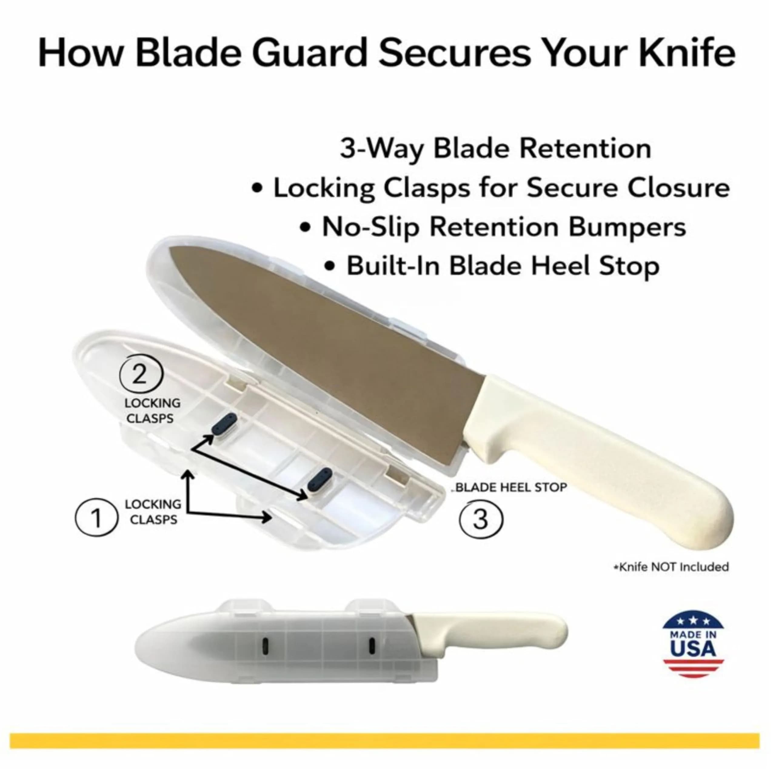 Agilux Blade Guard™ Locking Kitchen Knife Blade Protector (Clear, 10in) | Safer Storage & Longer Sharpness thumbnail 4