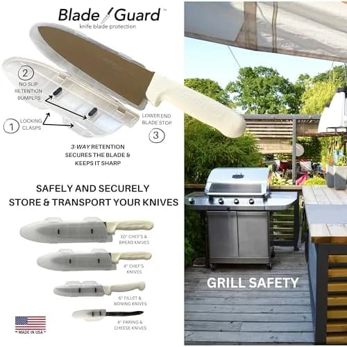 Agilux Blade Guard™ Locking Kitchen Knife Blade Protector (Grey, 10in) | Safer Storage & Transport thumbnail 5