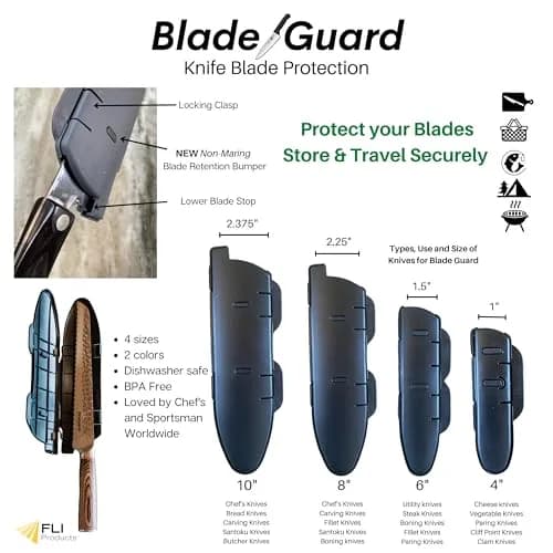 Agilux Blade Guard™ Locking Kitchen Knife Blade Protector (Grey, 10in) | Safer Storage & Transport thumbnail 3