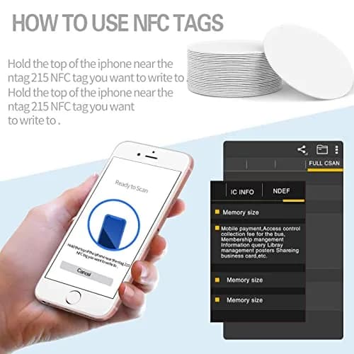 sanpopo NFC Cards NTAG215 Chip 50pcs Round 25mm | Compatible with TagMo & NFC Devices thumbnail 4