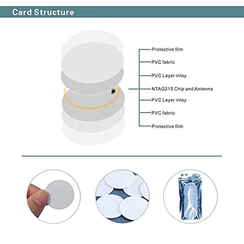 sanpopo NTAG215 NFC Tags 10PCS Round Coin Cards, 504 Bytes Memory | Work with All NFC-Enabled Devices thumbnail 3