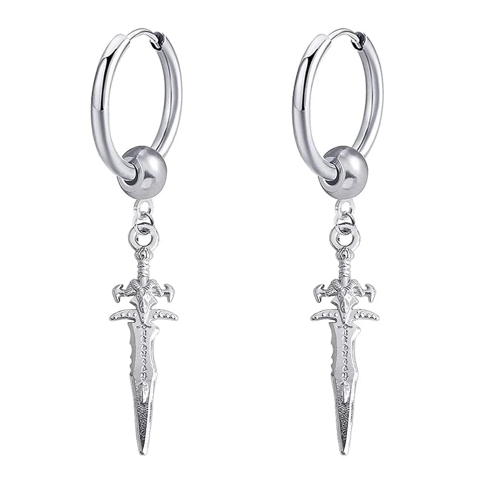 Hebelee Small Hoop Earrings for Women Men | Stainless Steel Drop & Dangle Jewelry (52mm) — Silver