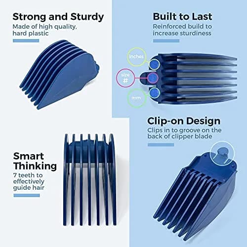 Clipquik Premium XL Clipper Guards for Wahl Clippers 2.5 inch | Extra Long, Durable, Fits Full Size Clippers thumbnail 3