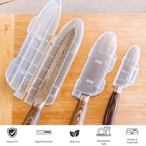 Agilux Blade Guard™ Locking Kitchen Knife Blade Protector (Grey, 8in) | Safer Storage & Transport thumbnail 7
