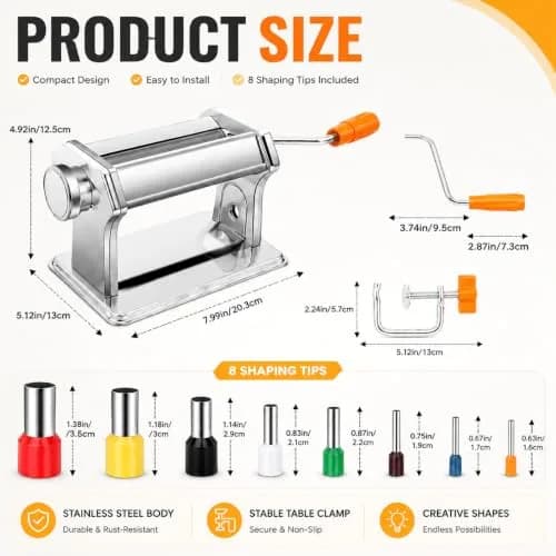 Foifatt Polymer Clay Press Machine with 40 Cutters | 145mm (5.78in) Wide, 6 Thickness Settings thumbnail 6