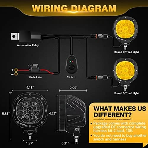Auxbeam P4 Series 4-Inch Amber LED Offroad Lights Round LED Pods 2-Pack | 8800 Lumens, Impact-Resistant, Waterproof thumbnail 3