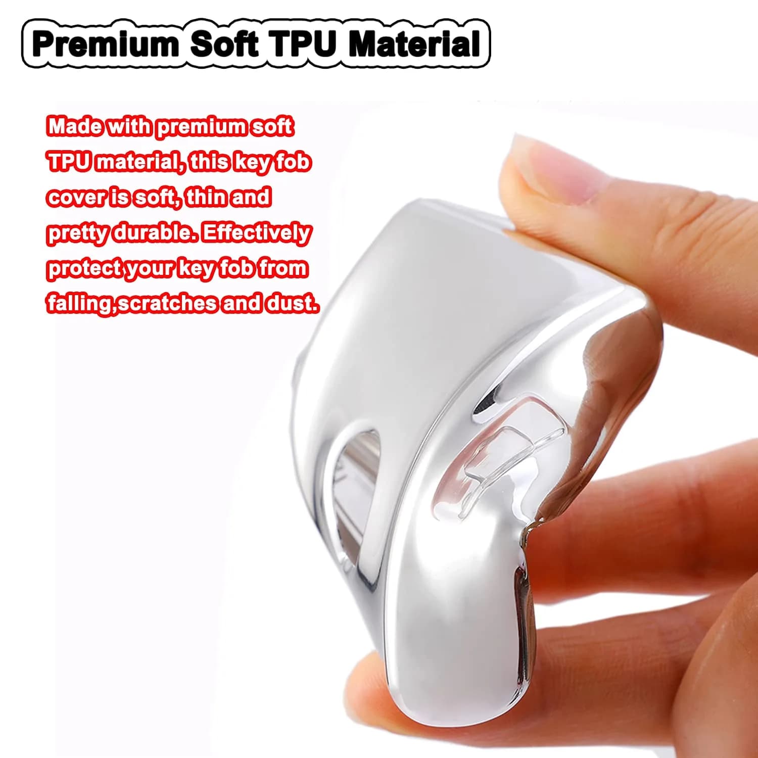 Arruweer Silver TPU Key Fob Cover for Volvo XC40 XC60 XC90 S90 V90 | Full Protection Smart Key Case Holder - view 3