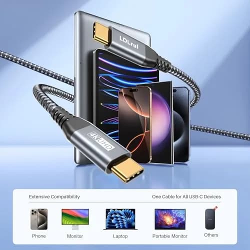 LDLrui USB C to USB C Cable 20Gbps 30cm (1FT) 2-Pack | 100W PD Fast Charging & 4K@60Hz Video thumbnail 8