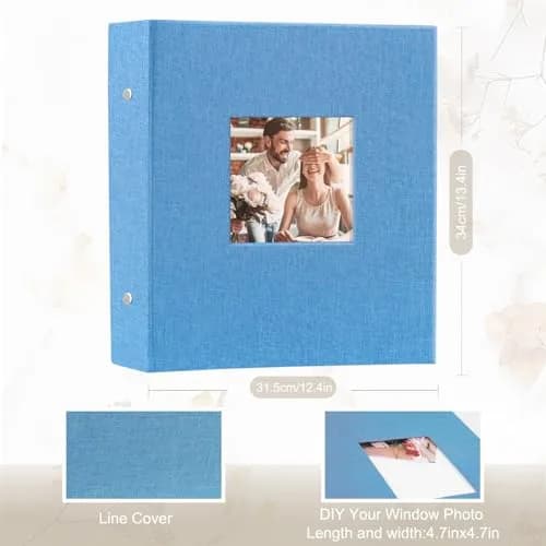 Artmag Fabric Photo Album 4x6 1000 Pockets Teal Linen Cover | Classic Wedding Anniversary Keepsake thumbnail 2