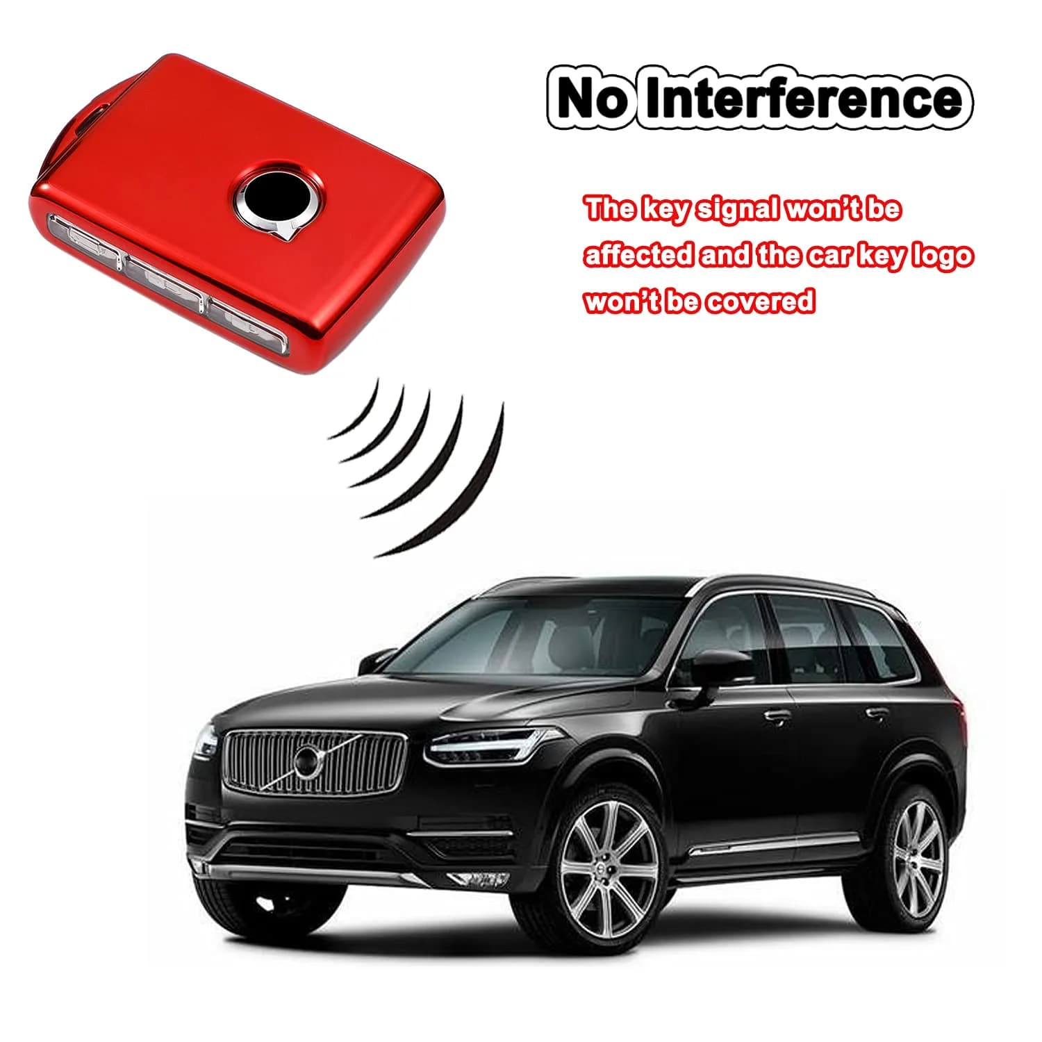 Arruweer Red TPU Key Fob Cover for Volvo XC40 XC60 XC90 S90 V90 | Full Protection Smart Key Case Holder - view 5