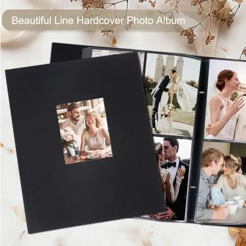 Artmag Fabric Photo Album 4x6 400 Vertical Pockets, Black | Holds 400 Photos thumbnail 4