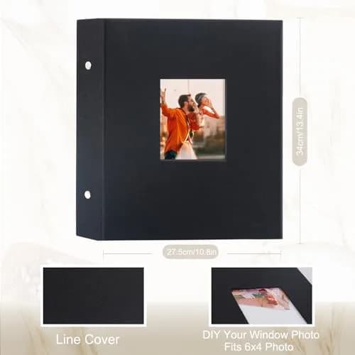 Artmag Fabric Photo Album 4x6 400 Vertical Pockets, Black | Holds 400 Photos thumbnail 2