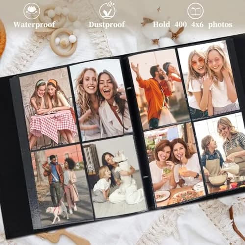 Artmag Fabric Photo Album 4x6 400 Vertical Pockets, Black | Holds 400 Photos thumbnail 3