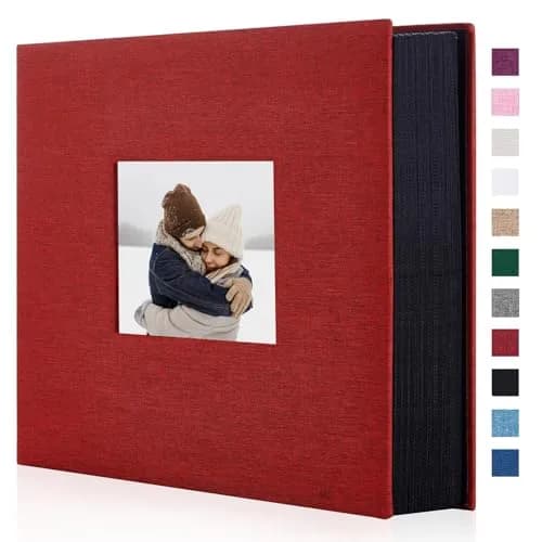 Artmag Fabric Photo Album 1000 Pockets 4x6 Inches Red | Classic Linen Cover for Wedding & Anniversary Memories thumbnail 1