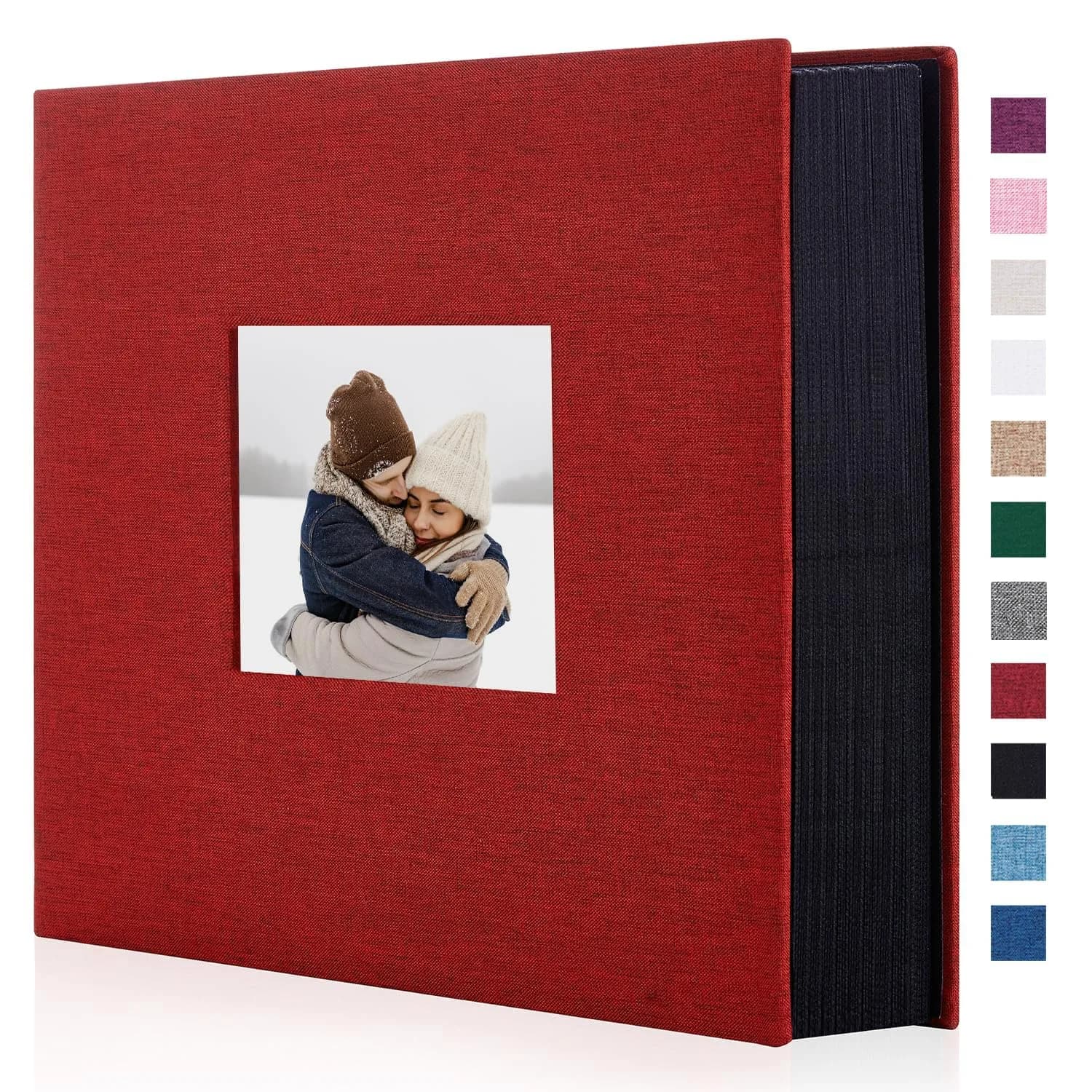 Artmag Fabric Photo Album 1000 Pockets 4x6 Inches Red | Classic Linen Cover for Wedding & Anniversary Memories - main product image