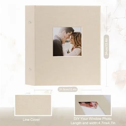 Artmag Fabric Photo Album 4x6 1000 Pockets Linen Cover Beige | Classic Wedding Anniversary Album thumbnail 2