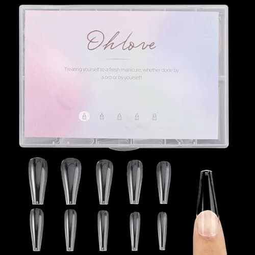 Ohlove Clear Coffin Nail Tips Full Cover Ballerina False Nail Tips 500 Piece Assortment | DIY Nail Art for Acrylic Application thumbnail 1